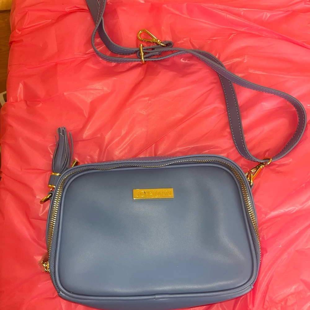 New JOY & IMAN Fashionably Functional RFID Leather Bag River Blue